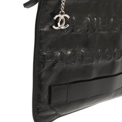 Chanel 2014-2015 Black Calfskin Je Ne Suis Pas En Solde Pouch Clutch Bag