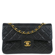 Chanel Black Lambskin Small Classic Double Flap Shoulder Bag