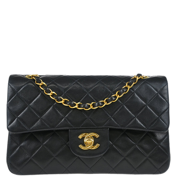 Chanel Black Lambskin Small Classic Double Flap Shoulder Bag