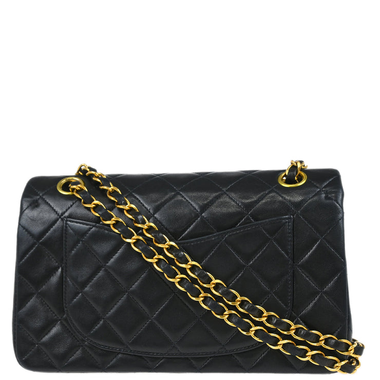Chanel Black Lambskin Small Classic Double Flap Shoulder Bag