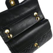 Chanel Black Lambskin Small Classic Double Flap Shoulder Bag