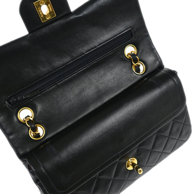 Chanel Black Lambskin Small Classic Double Flap Shoulder Bag