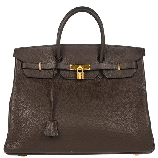 Hermes Chocolat Taurillon Clemence Birkin 40 Handbag