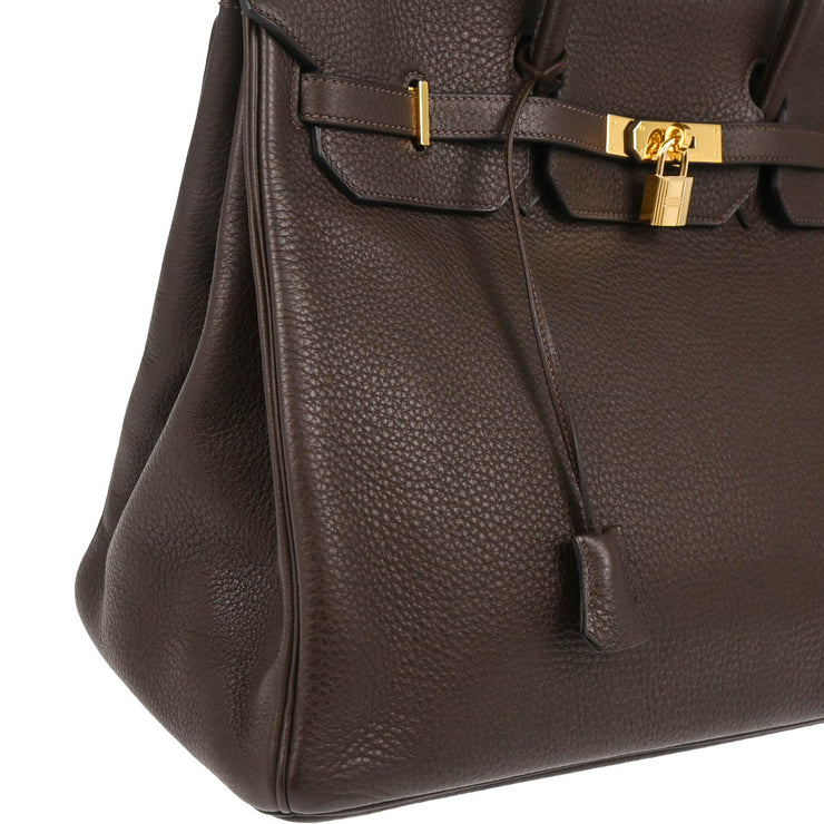 Hermes Chocolat Taurillon Clemence Birkin 40 Handbag