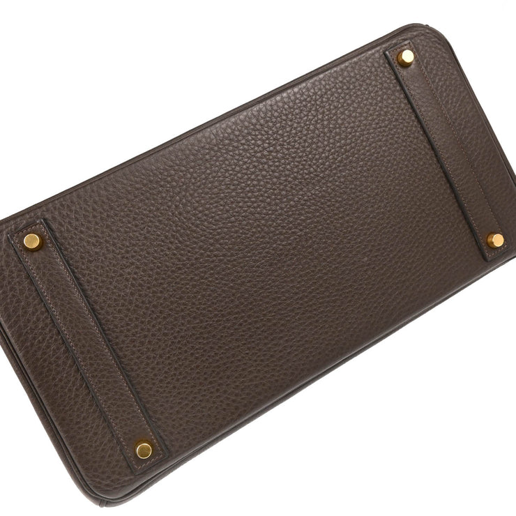 Hermes Chocolat Taurillon Clemence Birkin 40 Handbag
