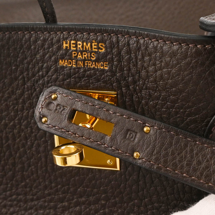 Hermes Chocolat Taurillon Clemence Birkin 40 Handbag