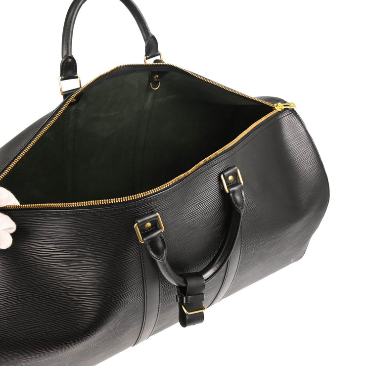 Louis Vuitton Black Epi Keepall 55 Travel Handbag M42952