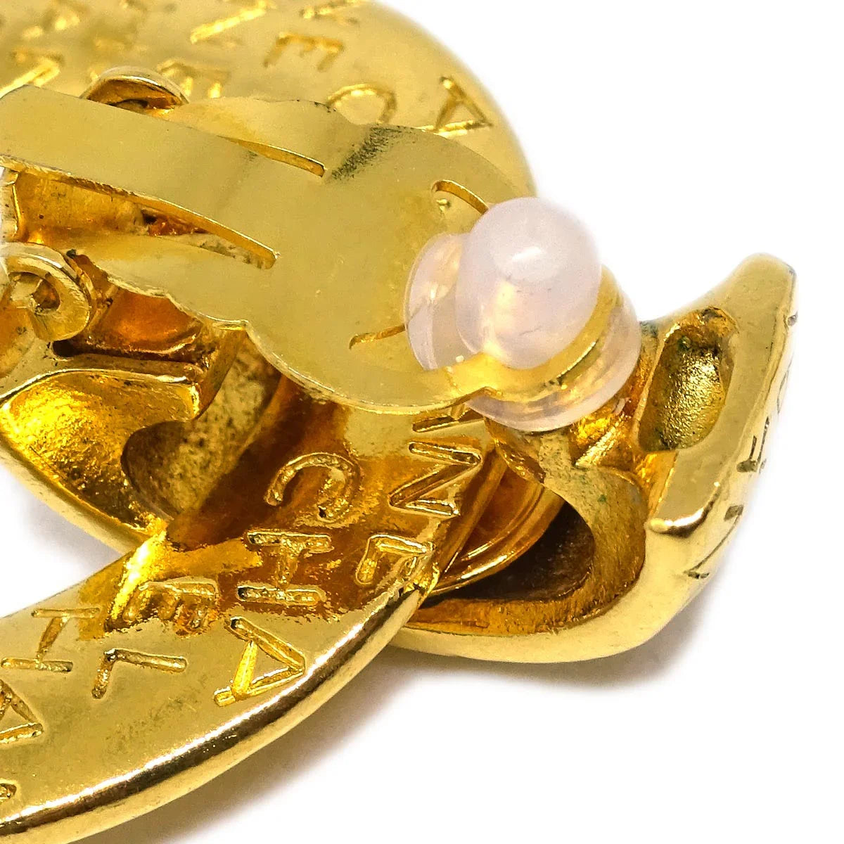 Chanel Dangle Hoop Earrings Clip-On Gold