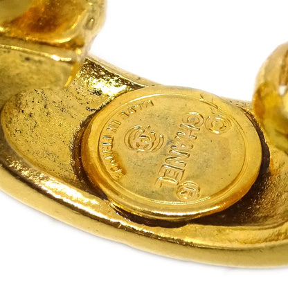 Chanel Dangle Hoop Earrings Clip-On Gold