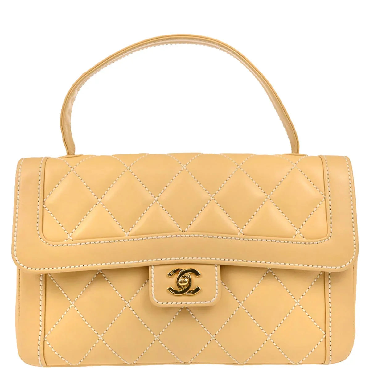 Chanel 2004-2005 Beige Calfskin Wild Stitch Handbag