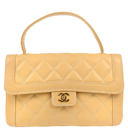 Chanel 2004-2005 Beige Calfskin Wild Stitch Handbag