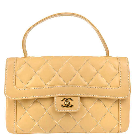 Chanel 2004-2005 Beige Calfskin Wild Stitch Handbag