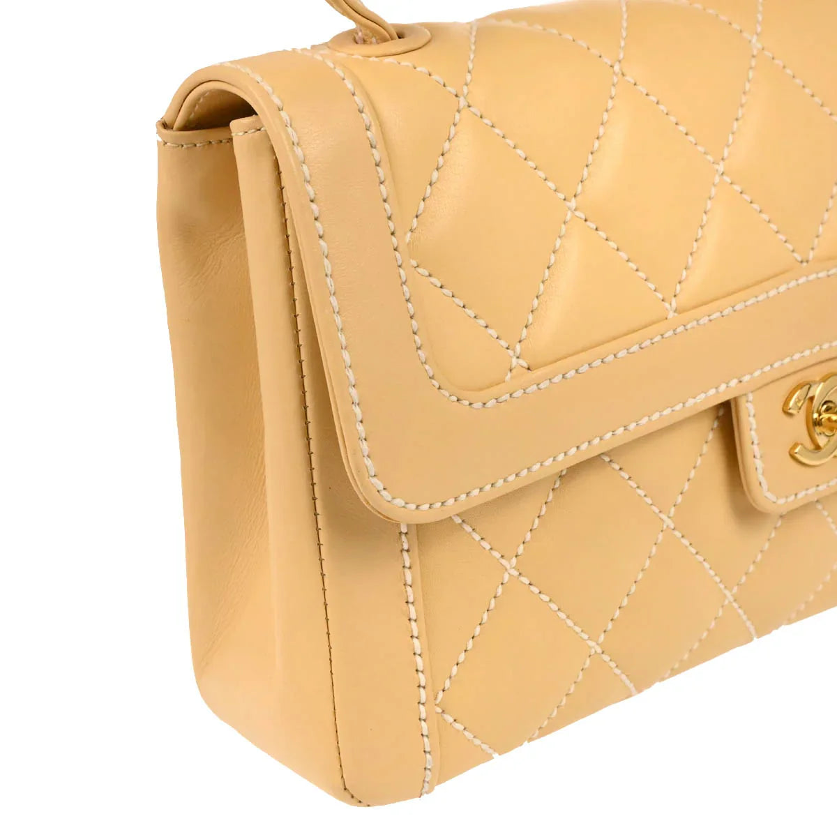 Chanel 2004-2005 Beige Calfskin Wild Stitch Handbag