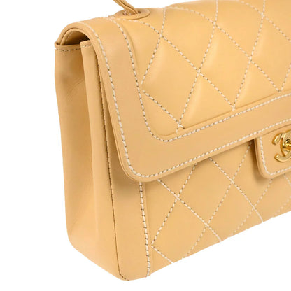Chanel 2004-2005 Beige Calfskin Wild Stitch Handbag