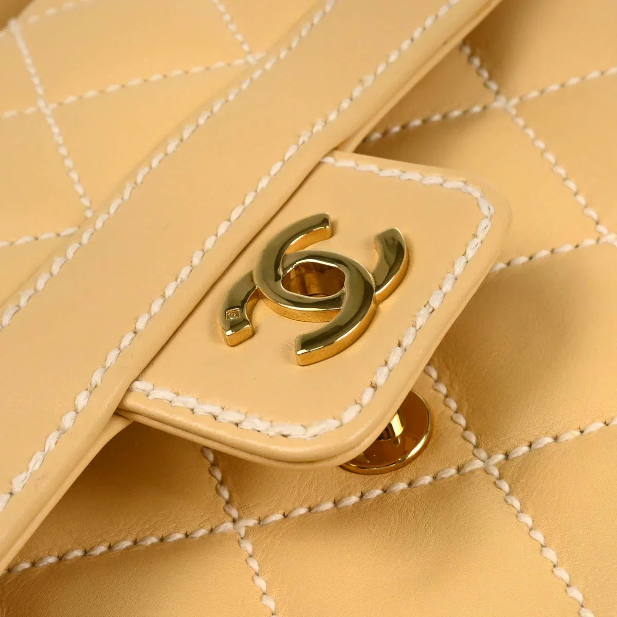 Chanel 2004-2005 Beige Calfskin Wild Stitch Handbag