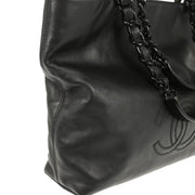 Chanel Black Calfskin Chain Tote Handbag