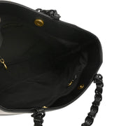 Chanel Black Calfskin Chain Tote Handbag