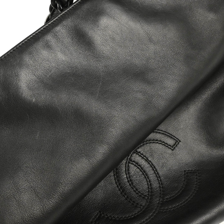 Chanel Black Calfskin Chain Tote Handbag