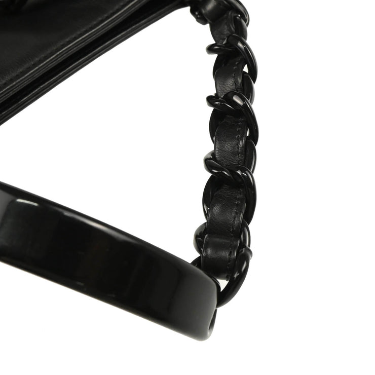 Chanel Black Calfskin Chain Tote Handbag