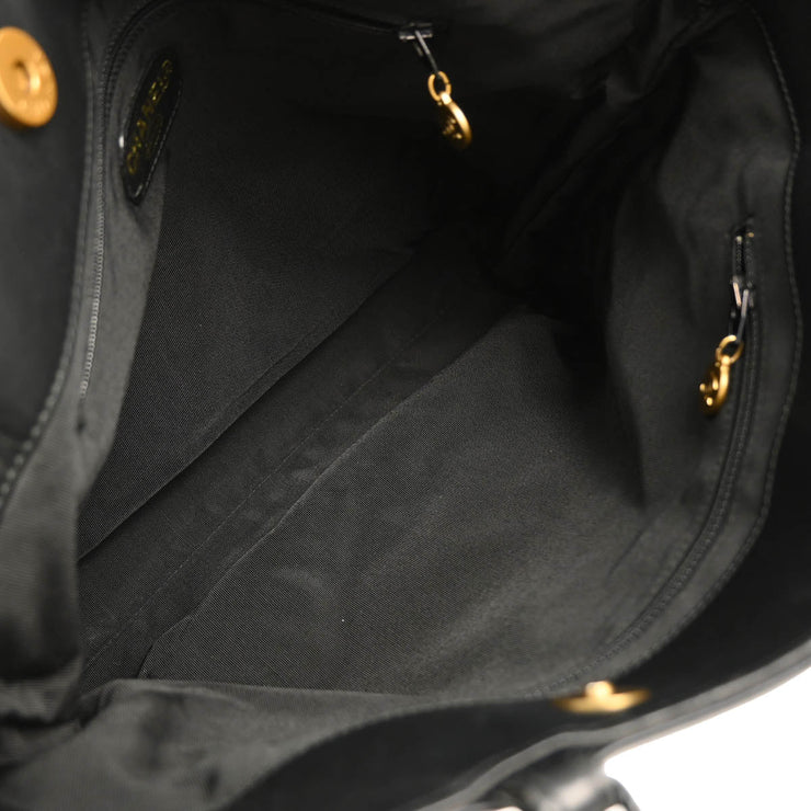 Chanel Black Calfskin Chain Tote Handbag