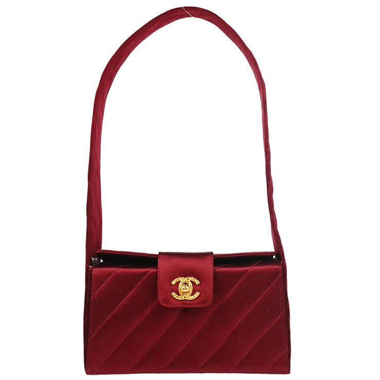 Chanel 1991-1994 Bordeaux Satin Handbag