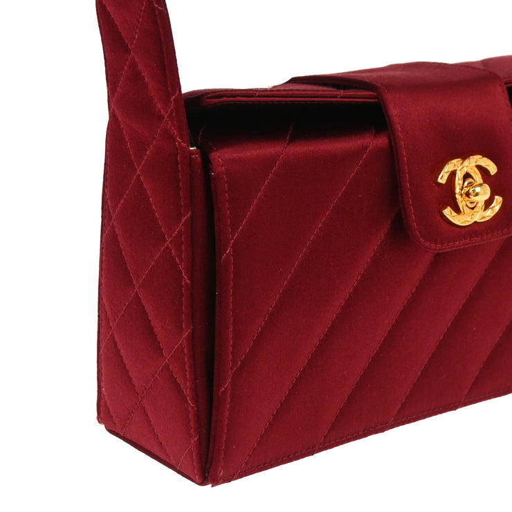 Chanel 1991-1994 Bordeaux Satin Handbag