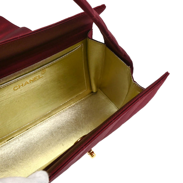 Chanel 1991-1994 Bordeaux Satin Handbag