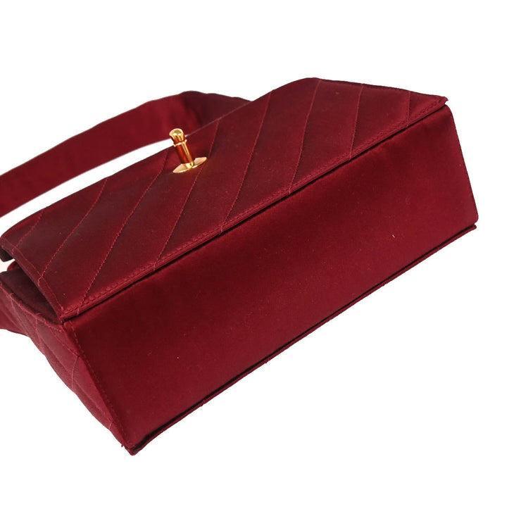 Chanel 1991-1994 Bordeaux Satin Handbag