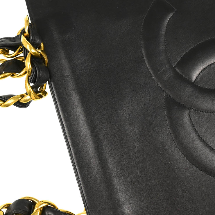 Chanel 1991-1994 Black Calfskin Chain Tote Shoulder Bag