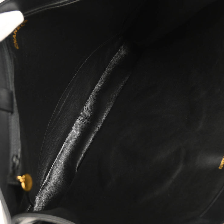 Chanel 1991-1994 Black Calfskin Chain Tote Shoulder Bag
