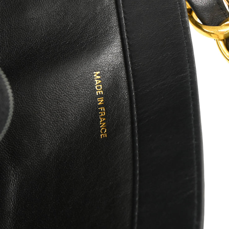 Chanel 1991-1994 Black Calfskin Chain Tote Shoulder Bag
