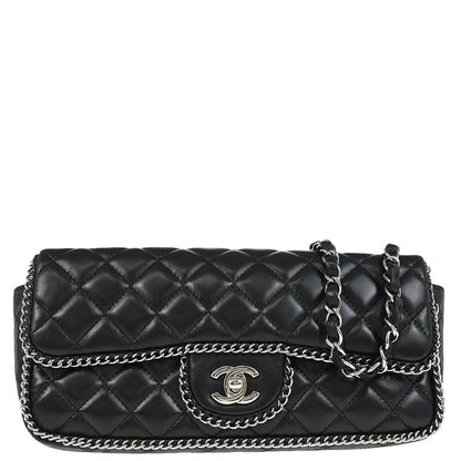 Chanel 2006-2008 Black Lambskin East West Around Chain Shoulder Bag