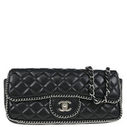 Chanel 2006-2008 Black Lambskin East West Around Chain Shoulder Bag