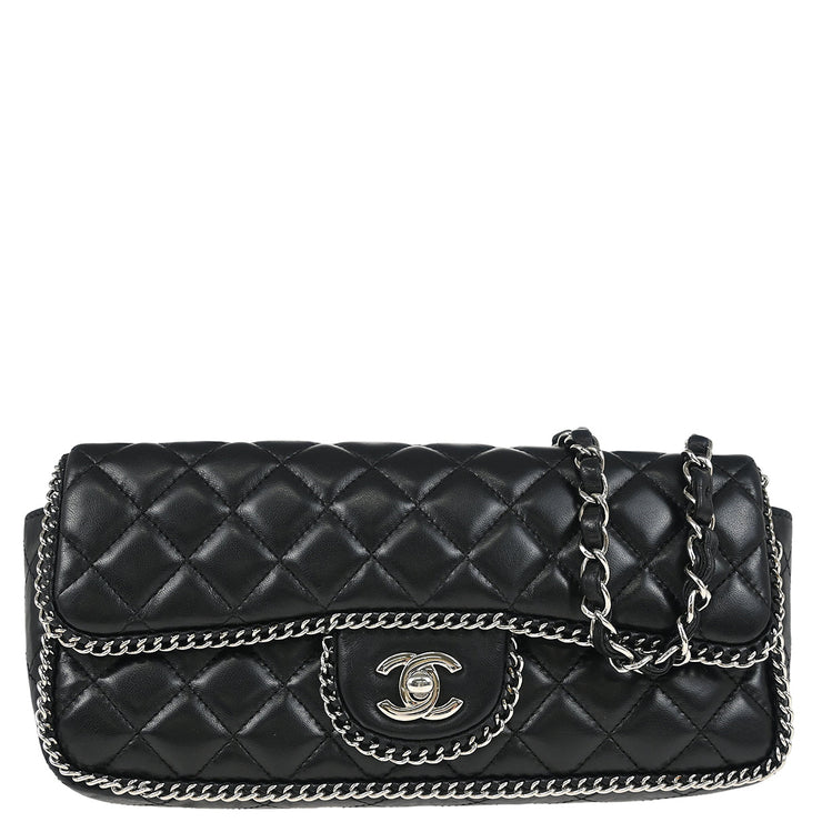 Chanel 2006-2008 Black Lambskin East West Around Chain Shoulder Bag