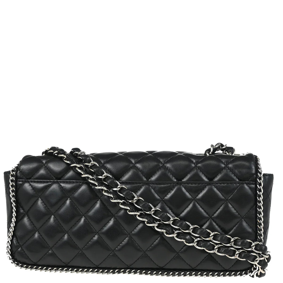 Chanel 2006-2008 Black Lambskin East West Around Chain Shoulder Bag
