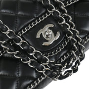 Chanel 2006-2008 Black Lambskin East West Around Chain Shoulder Bag