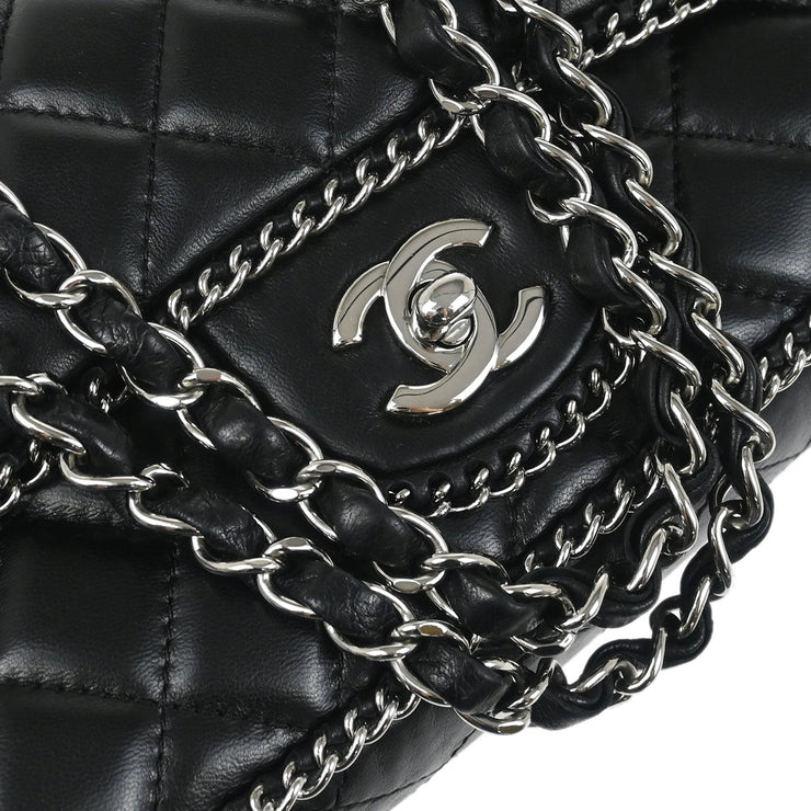 Chanel 2006-2008 Black Lambskin East West Around Chain Shoulder Bag