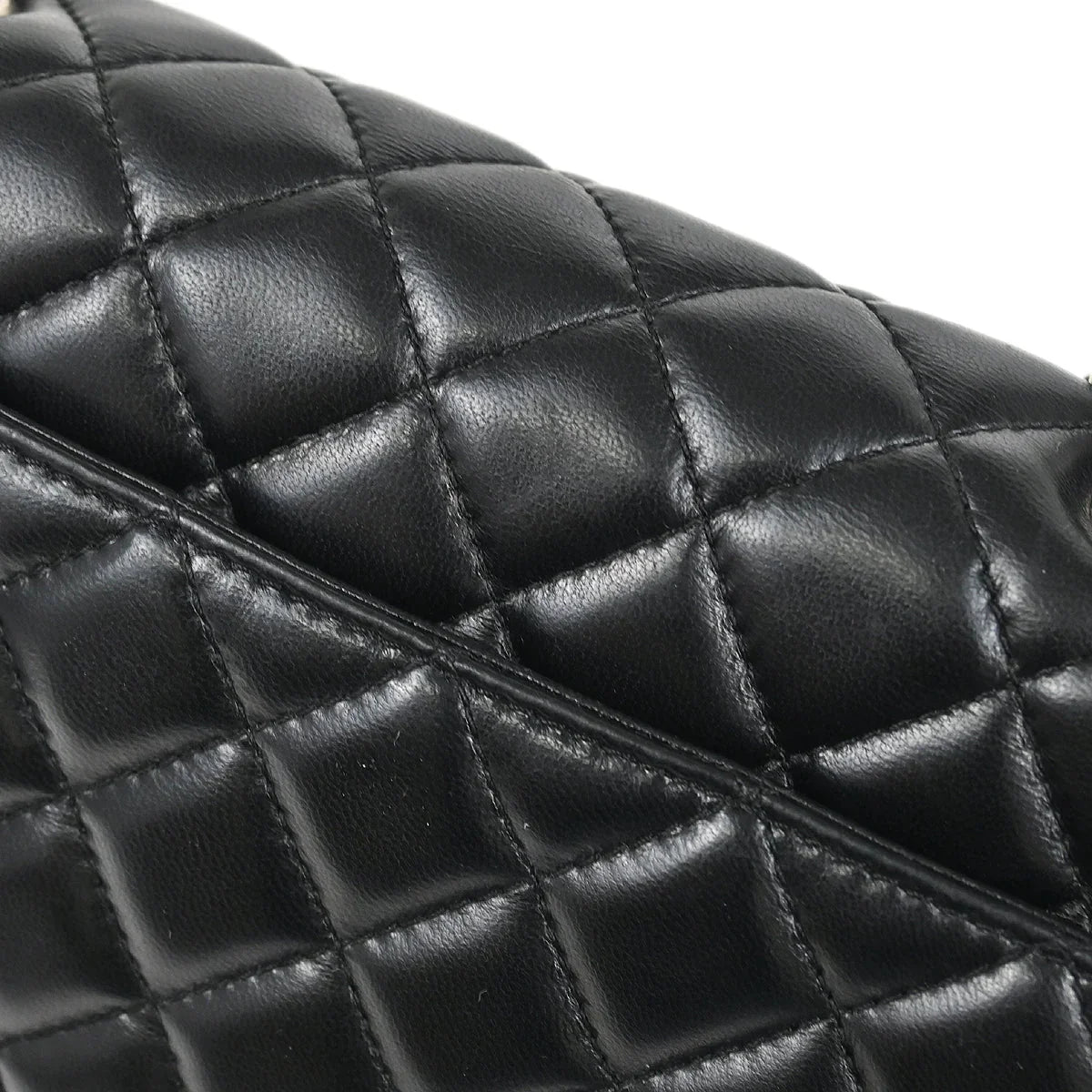 Chanel 2006-2008 Black Lambskin East West Around Chain Shoulder Bag