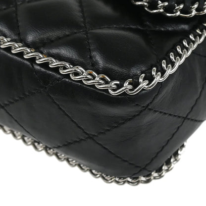 Chanel 2006-2008 Black Lambskin East West Around Chain Shoulder Bag