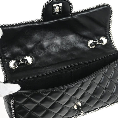Chanel 2006-2008 Black Lambskin East West Around Chain Shoulder Bag