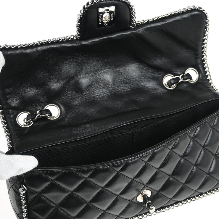 Chanel 2006-2008 Black Lambskin East West Around Chain Shoulder Bag