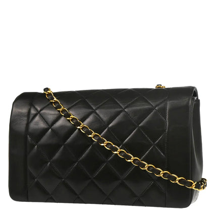 Chanel 1994-1996 Black Lambskin Medium Diana Shoulder Bag