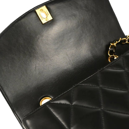 Chanel 1991-1994 Black Lambskin Small Diana Shoulder Bag