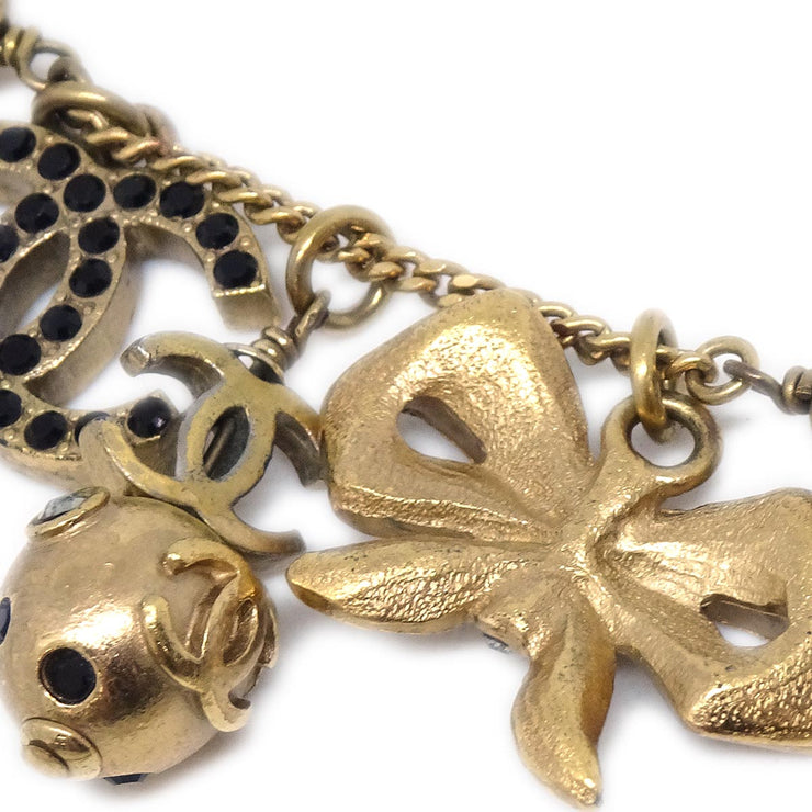 Chanel Icon Gold Chain Pendant Necklace Rhinestone 03P