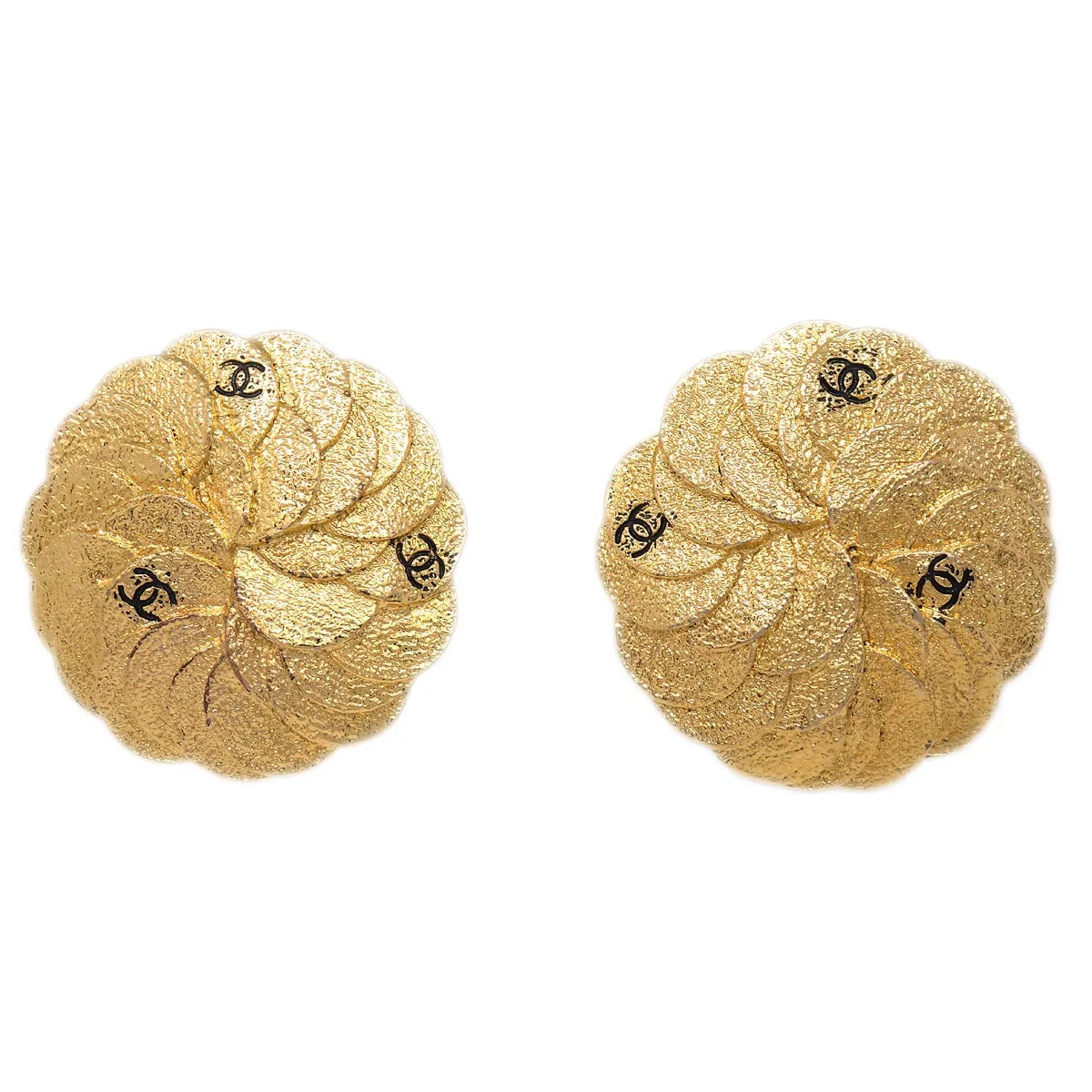 Chanel Button Earrings Clip-On Gold 26