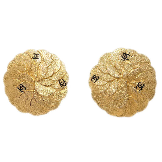 Chanel Button Earrings Clip-On Gold 26