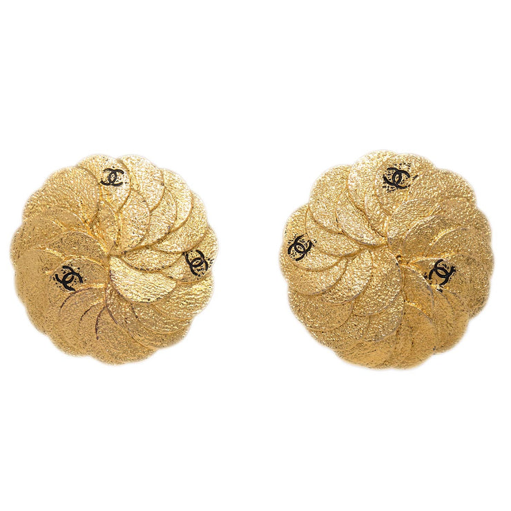 Chanel Button Earrings Clip-On Gold 26