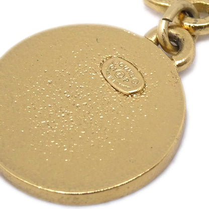 Chanel Button Star Dangle Piercing Earrings Gold Red 01P