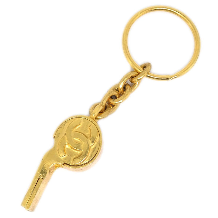 Chanel Gold Key Holder Bag Charm Whistle 96P Small Good