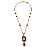 Chanel Gold Stone Chain Pendant Necklace 96A